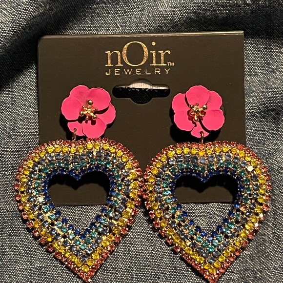 nOir Jewelry Jewelry - Noir rainbow heart earrings